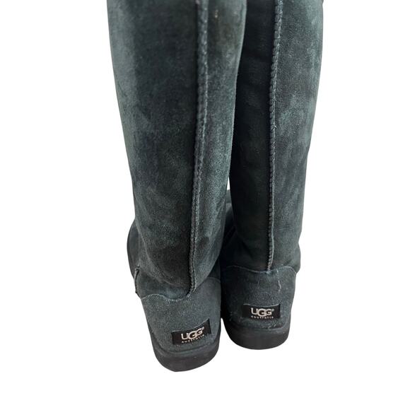 UGG Classic Tall Black Suede Leather Sheepskin Boots Size 9 - Picture 4 of 6